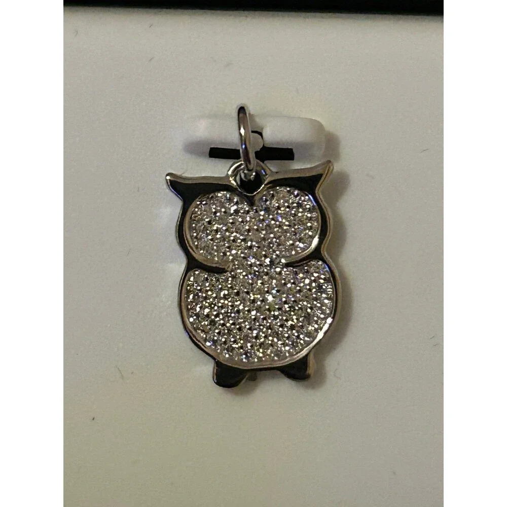 Adorable Sterling Silver & Moissanite Owl Pendant 1.0 CTW